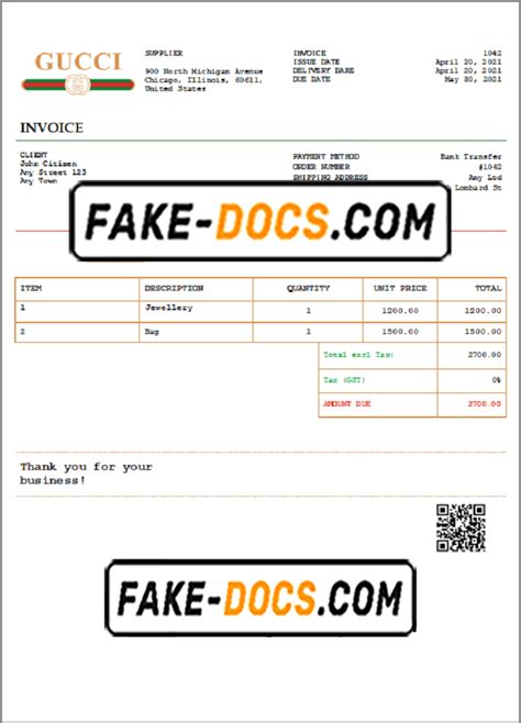 gucci invoice
